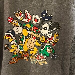 Nintendo Gray Sweatshirt with Official Seal with Bowser and SuperMario Enemies